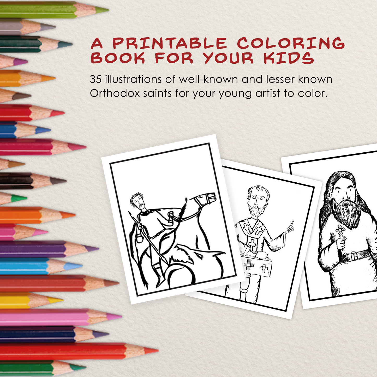 My Saintly Friends Printable Coloring Book (Digital File for Bulk Printing)